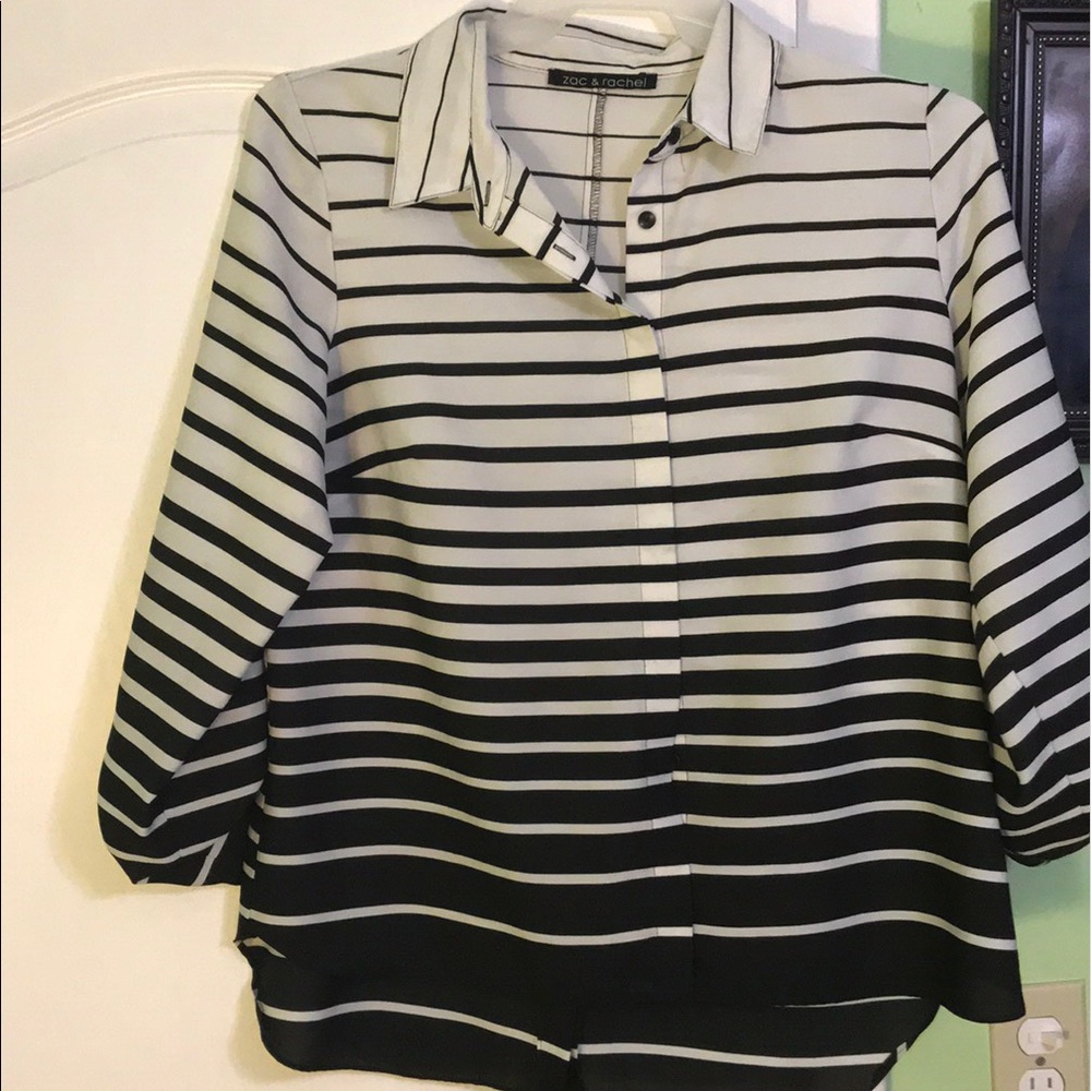 Zach and Rachel L black and white blouse